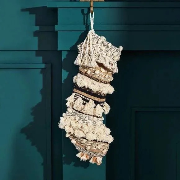 Anthropologie NWT 2 Textured Holiday Stockings
